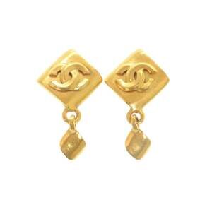 CHANEL Authentic Vintage Gold Logo Earrings